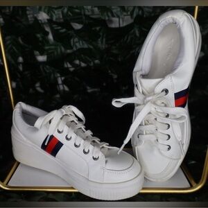 Madden Girl White and Red Platform Shoes with Thick Soles